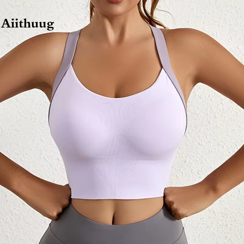 Yoga Bra Crisscross Back Gym Bra Fitness Workout Bras Golf Bras Bounce Control Sports Tops Elastic Golf Crops Gym Tops