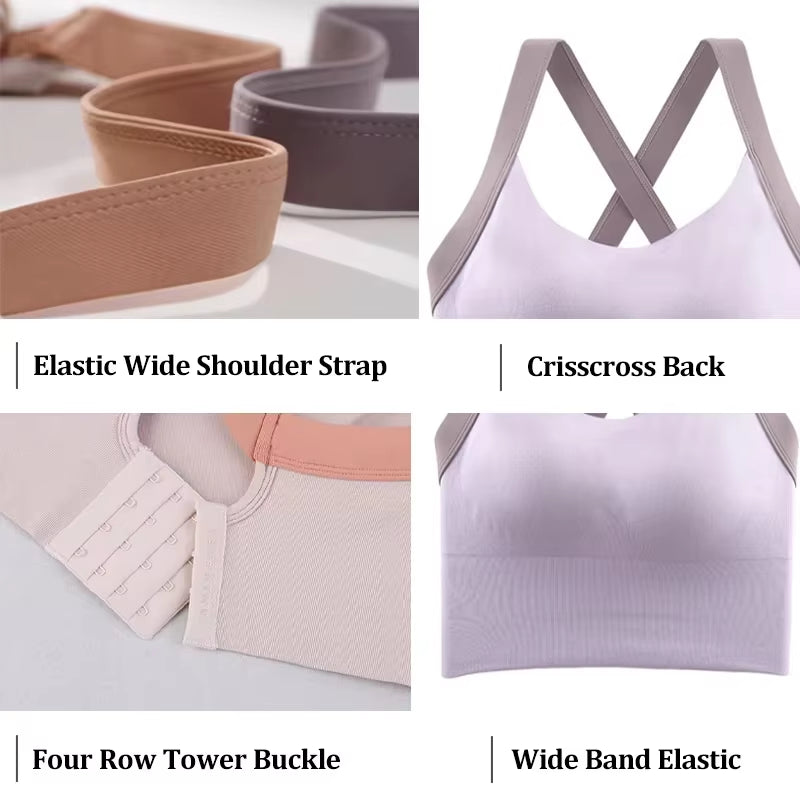 Yoga Bra Crisscross Back Gym Bra Fitness Workout Bras Golf Bras Bounce Control Sports Tops Elastic Golf Crops Gym Tops